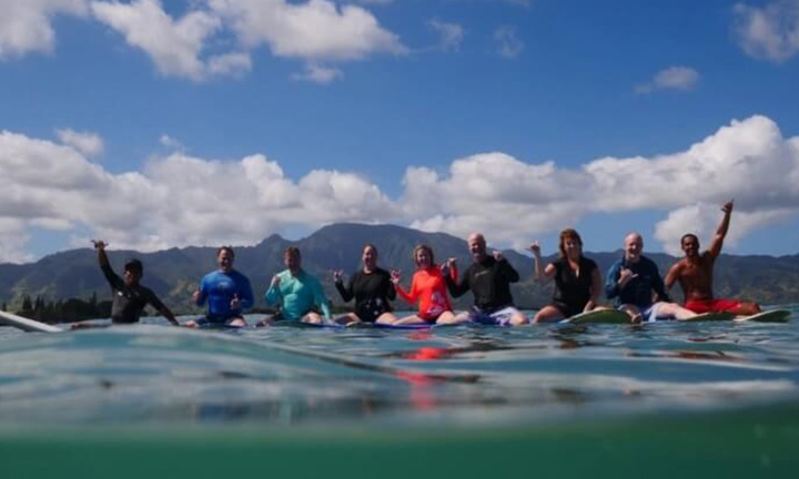 The surf instructors of the North Shore Surf School, Oahu surfing lessons on Oahu Hawaii. Learn to surf as a group. Surfing lessons, North Shore, Haleiwa, HI.